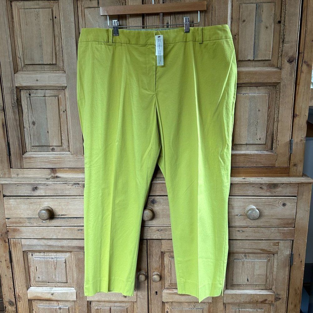 NWT Talbots 22W Green Pants Heritage Straight Leg Lime / Chartreuse Ankle Plus